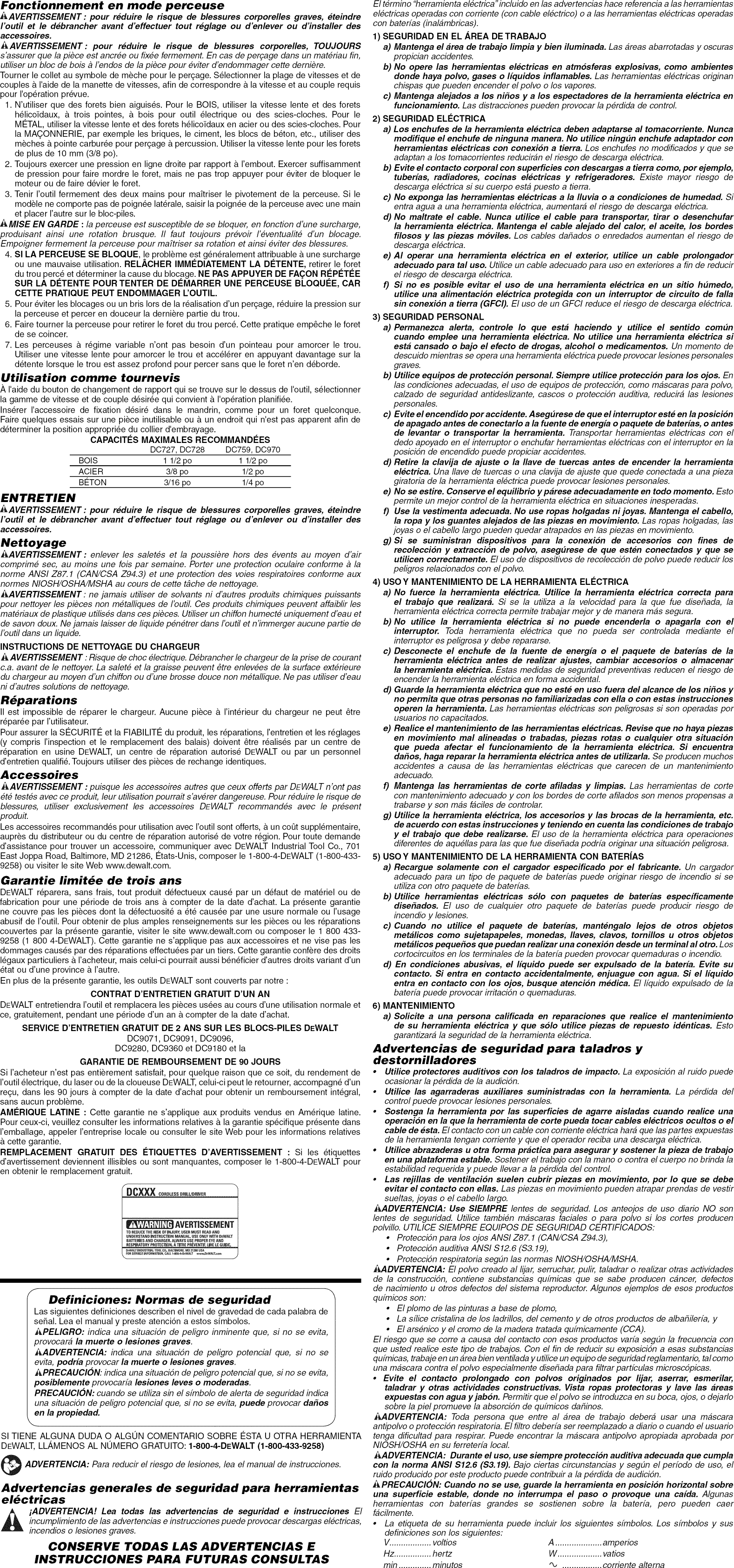 Dewalt DC970K 2 TYPE 1 User Manual CORDLESS DRILL Manuals And Guides