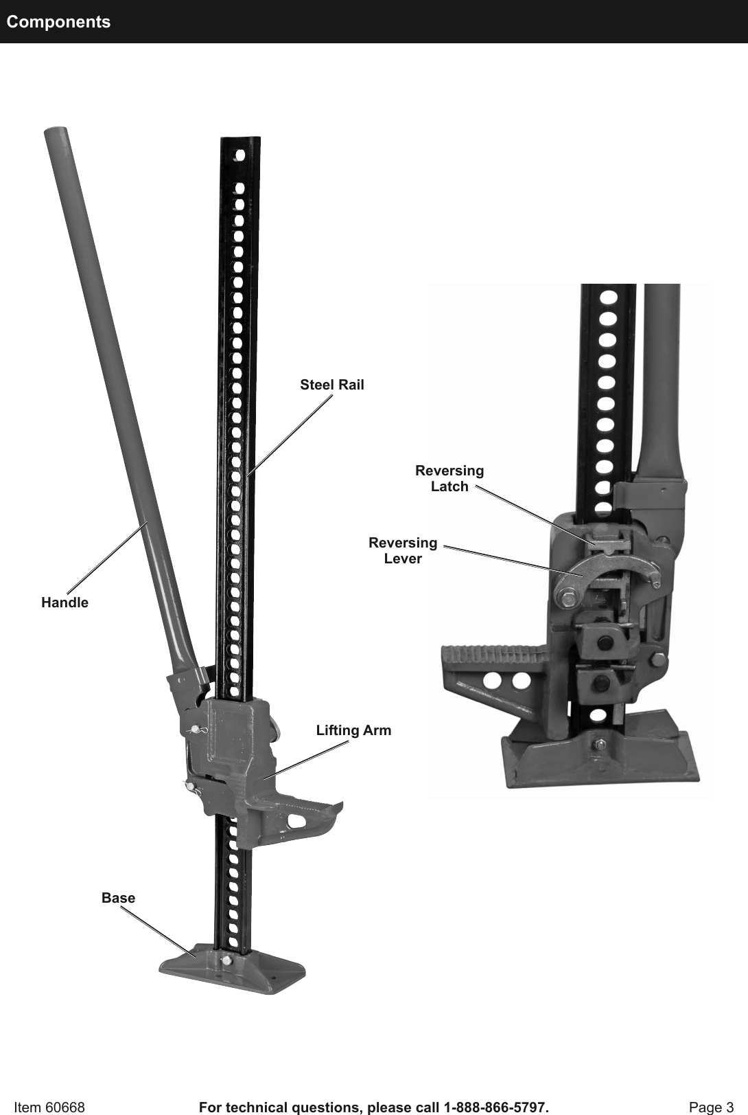 Manual For The 60668 42 In. High Lift Farm Jack
