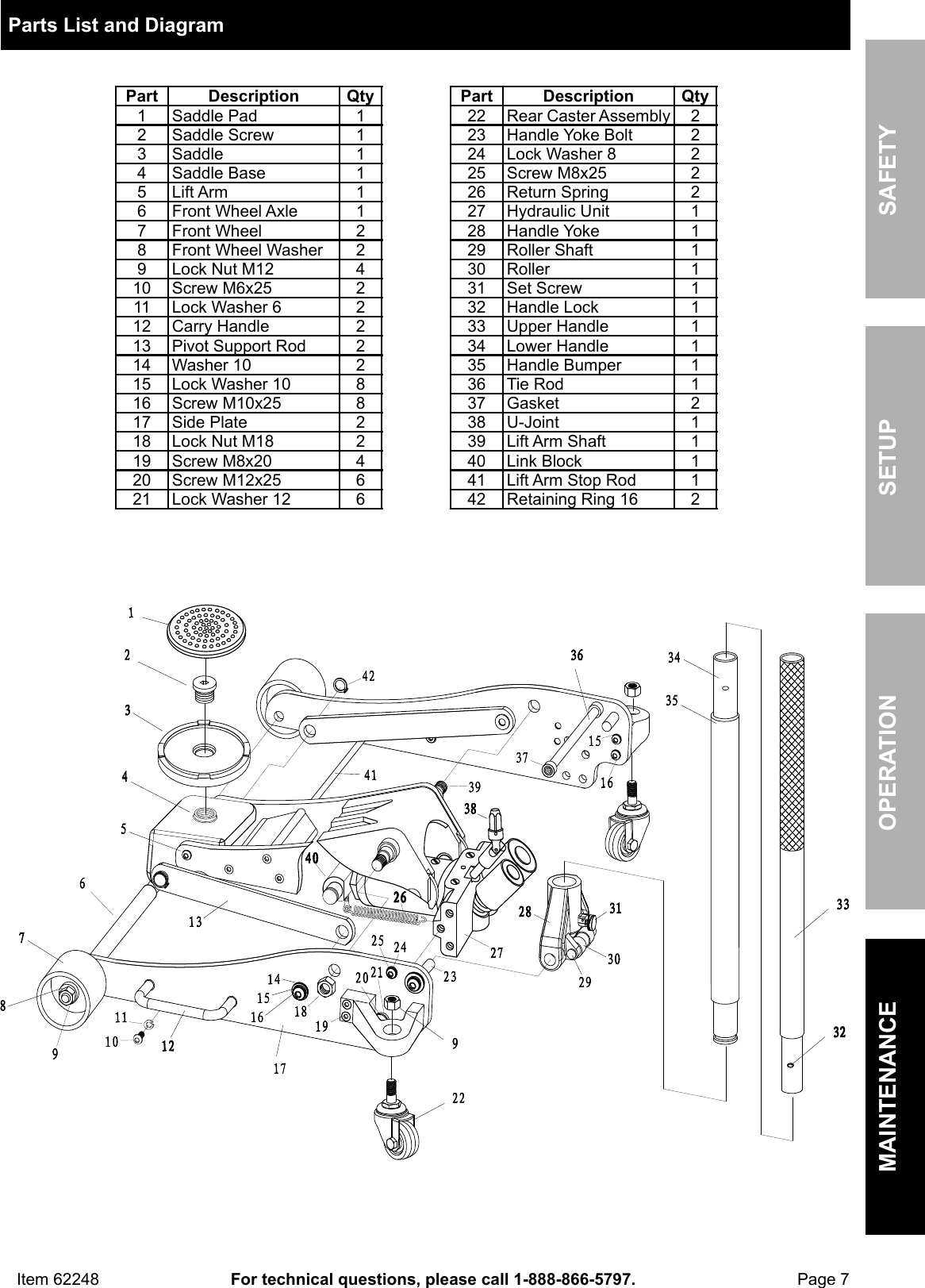 Manual For The 62248 3 Ton Aluminum Racing Floor Jack With Rapid Pump®