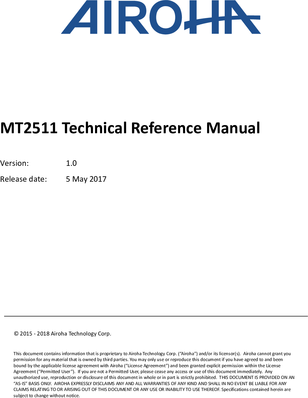 MT2511 Technical Reference Manual
