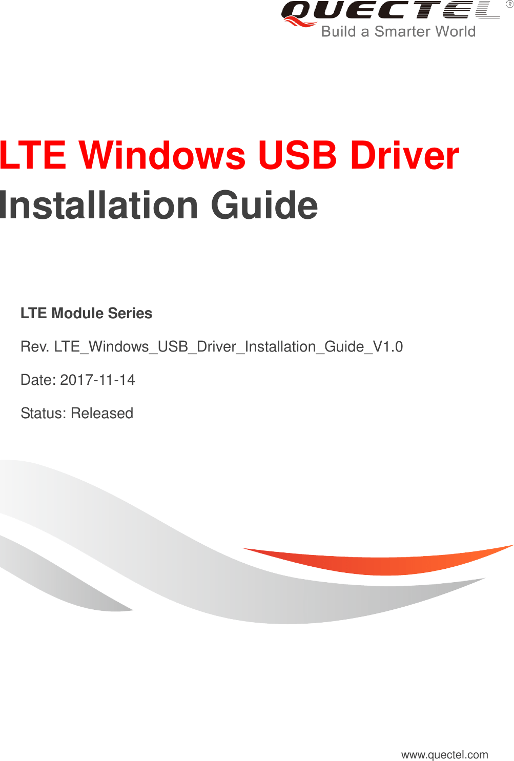 Quectel LTE Windows USB Driver Installation Guide V1.0