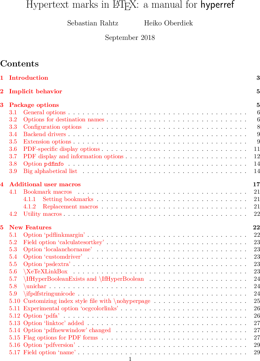 Hypertext Marks In LaTeX A Manual For Hyperref