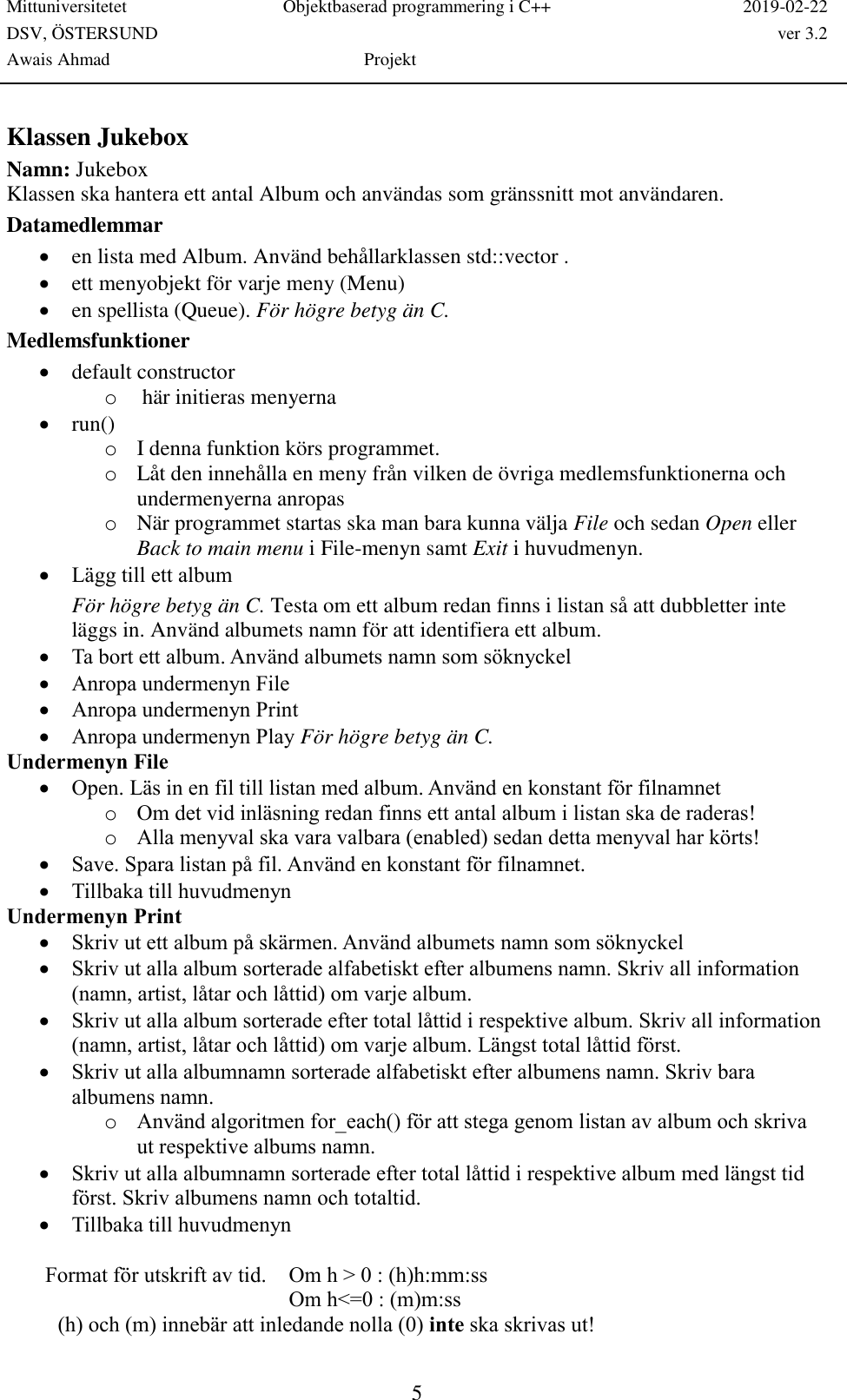 MITTHÖGSKOLAN Jukebox Instructions