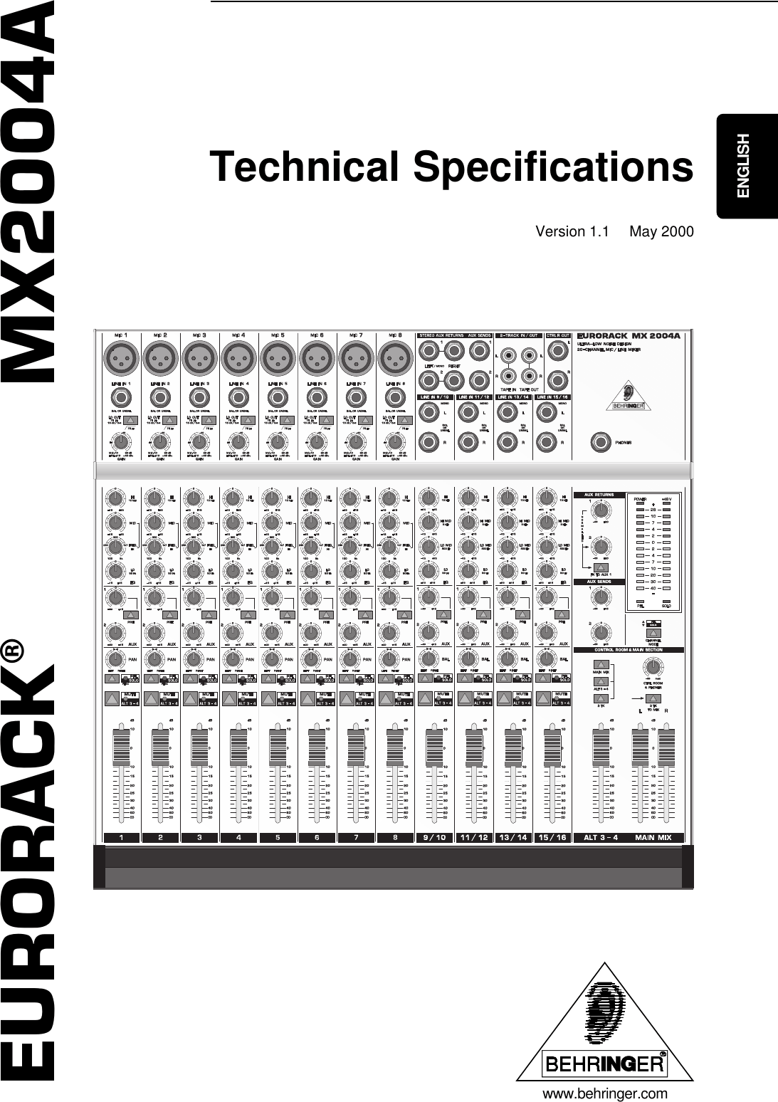 EURORACK MX2004A Behringer Specification Sheet P0030 S En