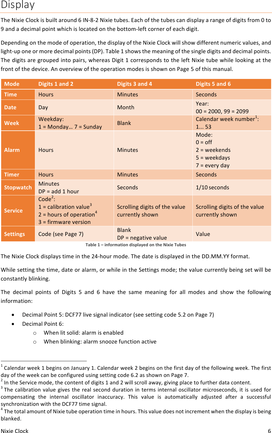 Nixie clock user manual