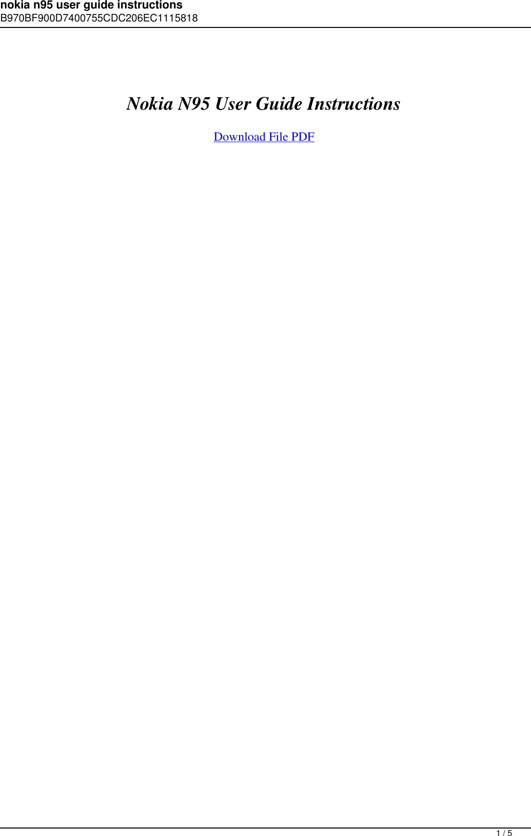 Nokia N95 User Guide Instructions