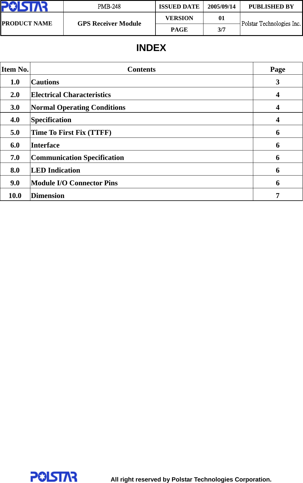 PMB 248 spec Specification