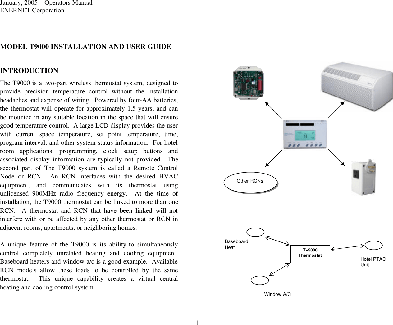 10200 WIRELESS THERMOSTAT User Manual T9000 manual