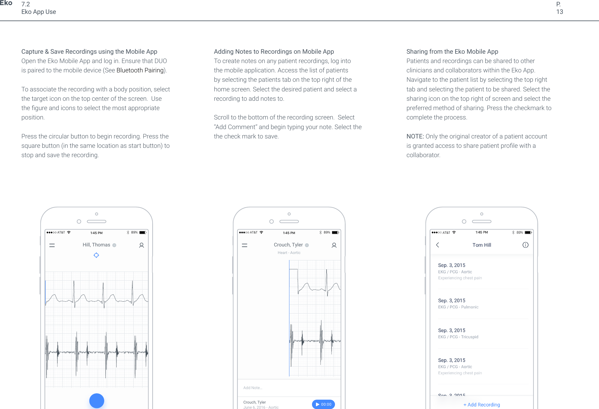 Eko Devices E5 EKG and digital stethoscope device(BLE) User Manual