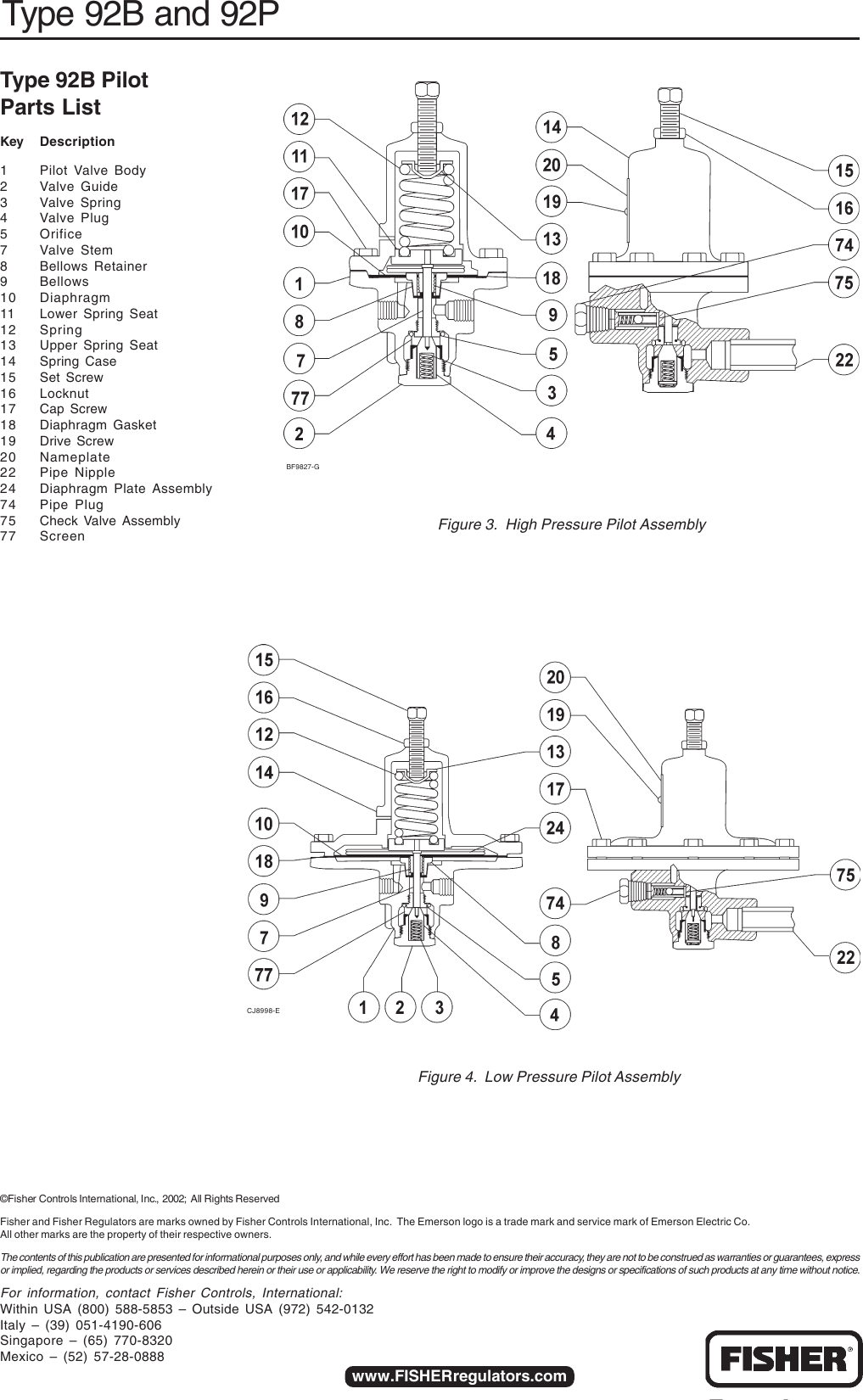 Emerson Type 92B Self Powered Control Valve Installation Guide 92B_IG