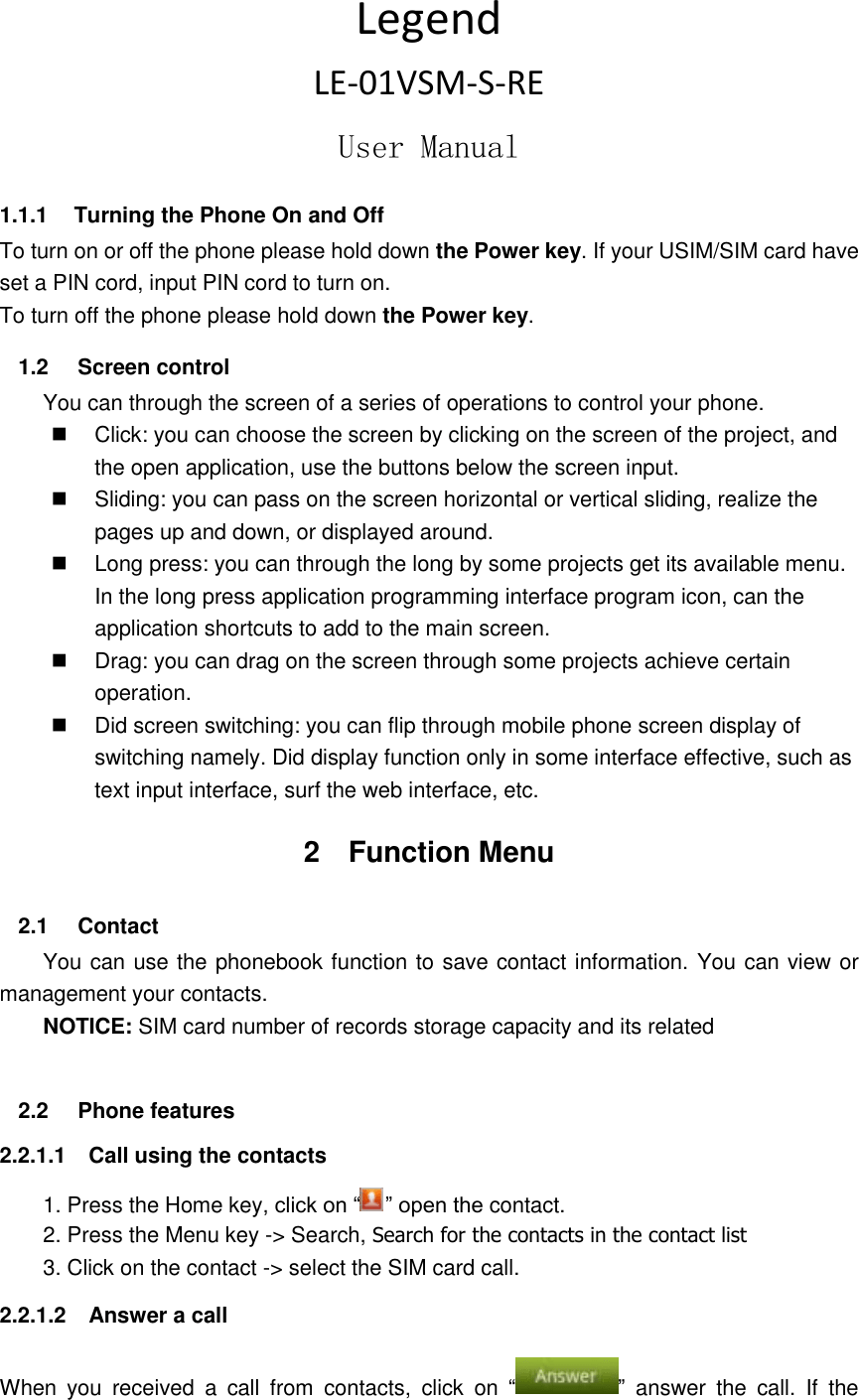 Fanvision Entertainment LEGEND Legend User Manual