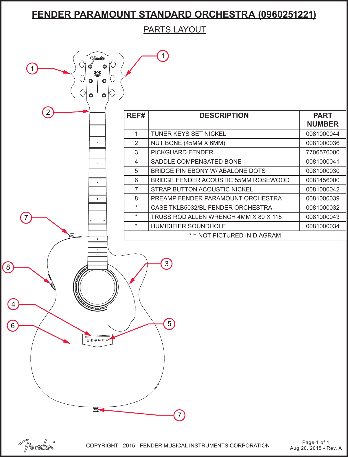 Fender Paramount Std Orchestra 0960251221 Service Manual