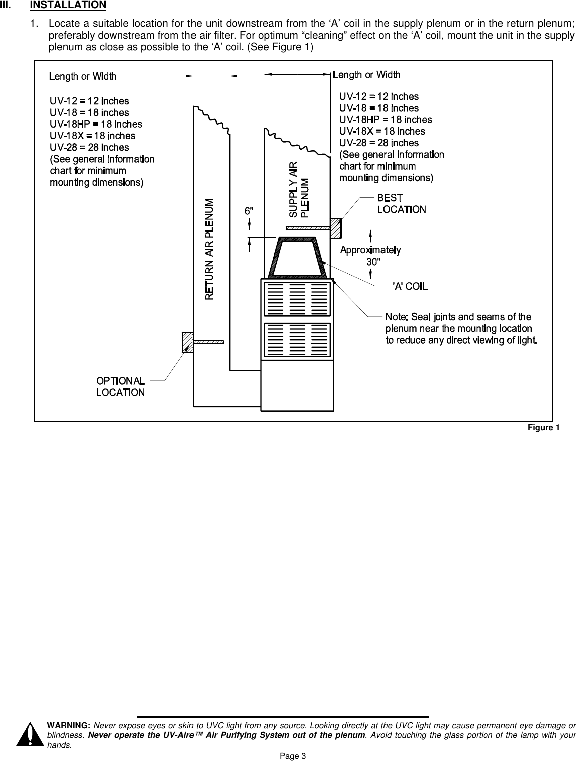 Field Controls Uv 18C Users Manual 46453400 Aire Lrg Inst Sheet Rev E 10 05