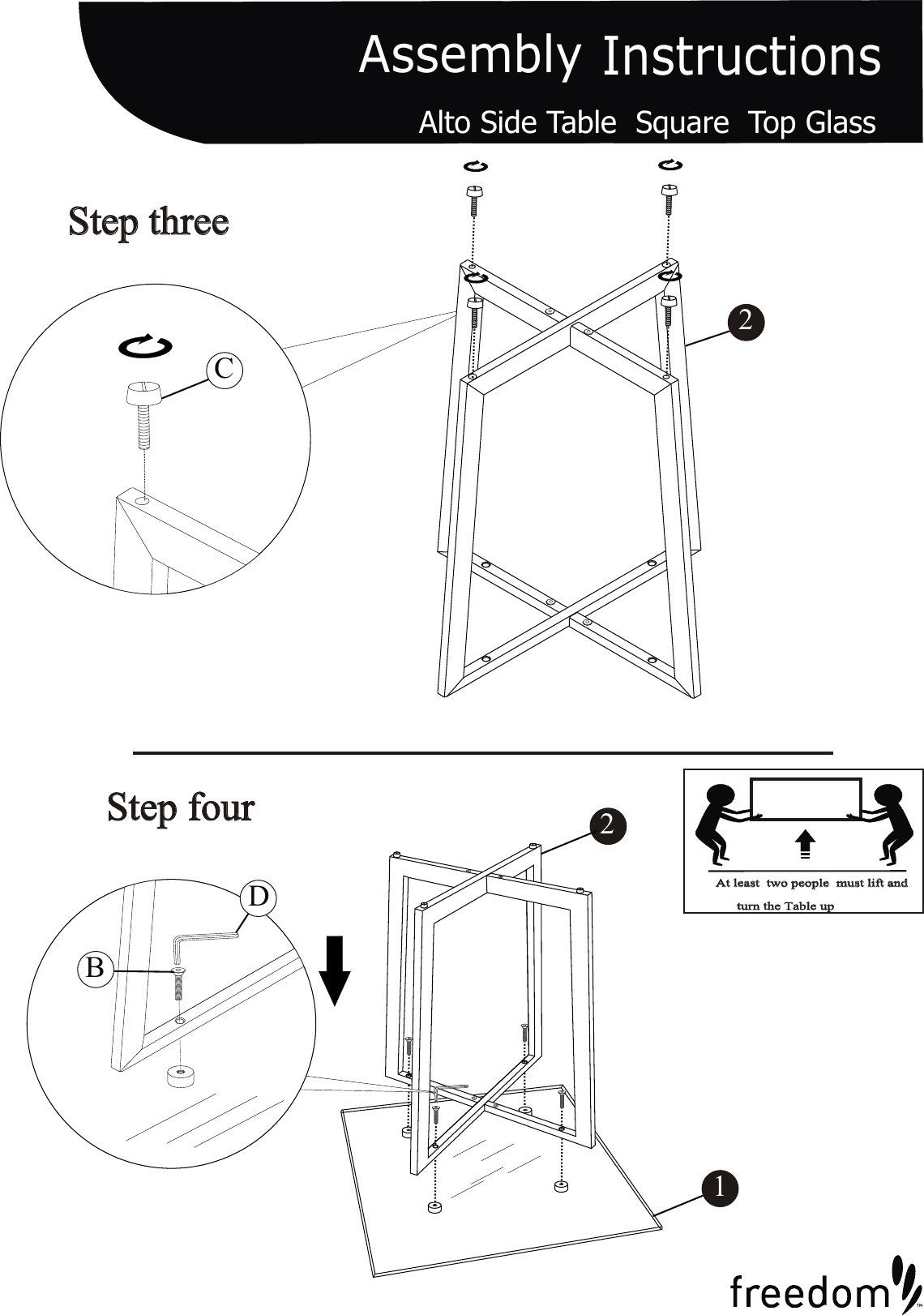 Freedom Alto Side Table Square Glass Top 267 กระจก