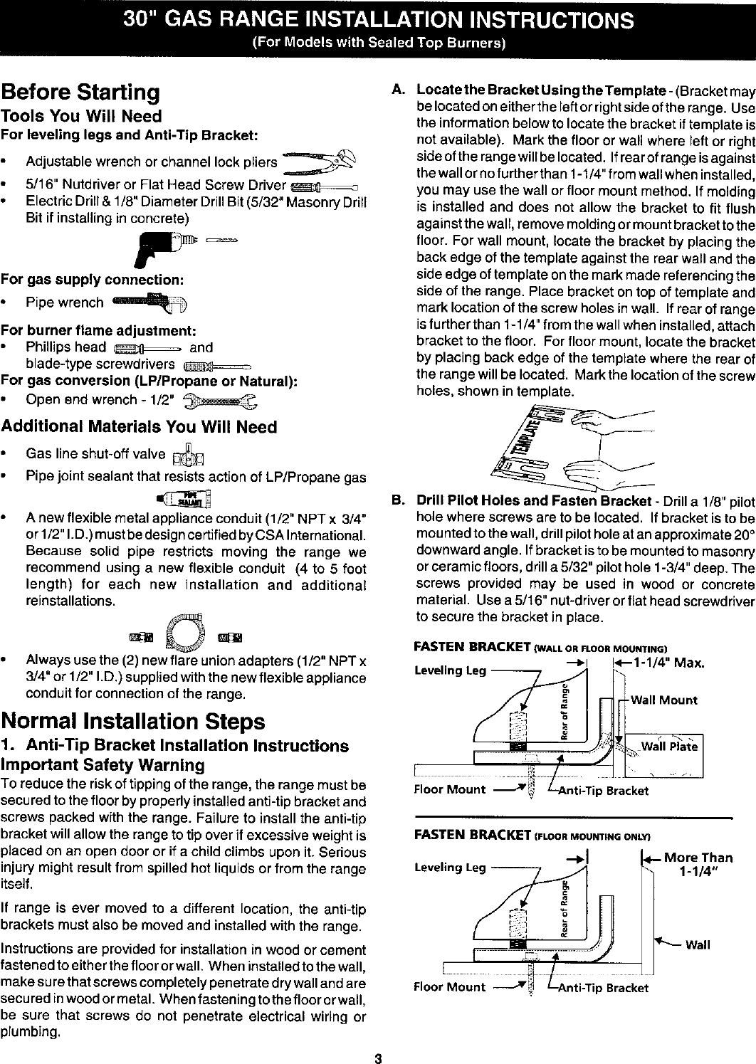 Frigidaire FGFL77ASC User Manual GAS RANGE Manuals And Guides L0207030