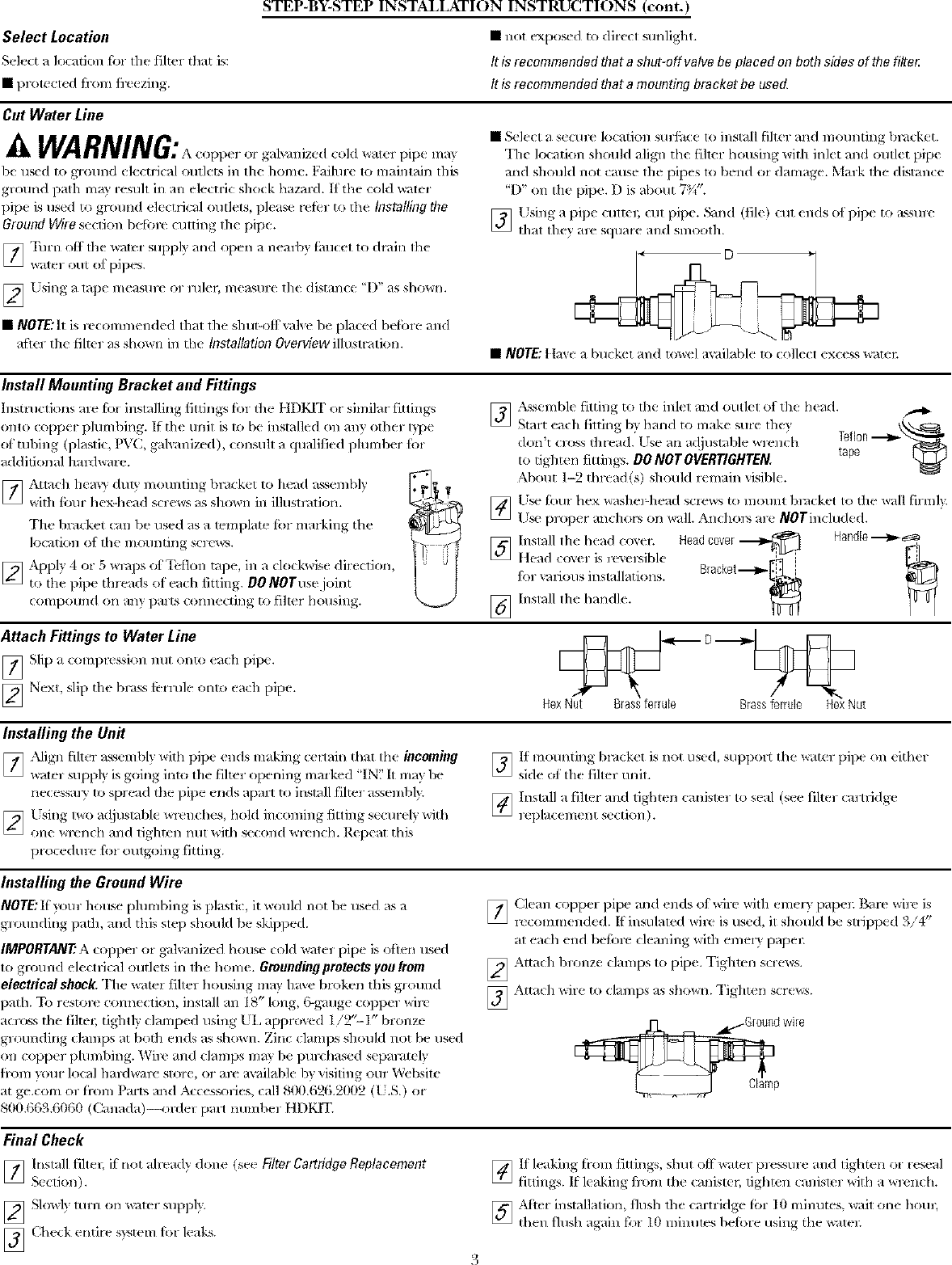 GE GXWH40L User Manual WATER SYSTEMS Manuals And Guides L08A6041