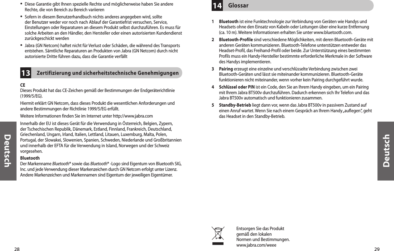 GN BT500V Jabra Bluetooth Headset BT500v User Manual 81 00192