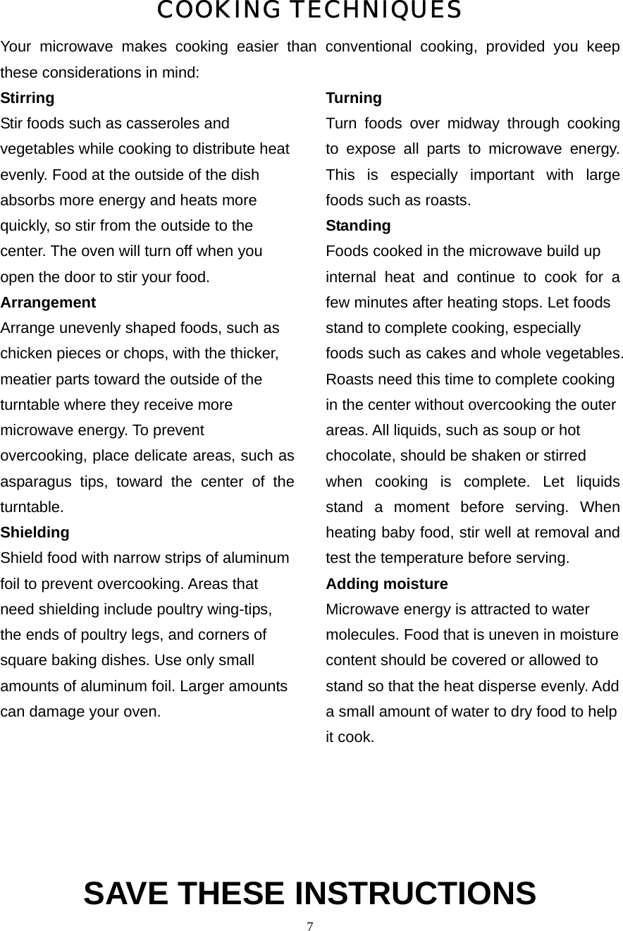 Galanz 10028001 Microwave Oven User Manual Manual for WD1000ASP28RII 6