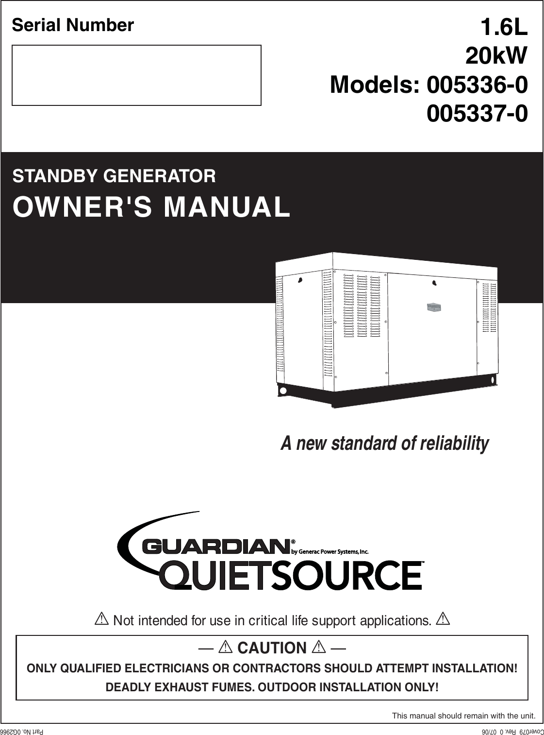 Generac Power Systems Customer Support for Generac.