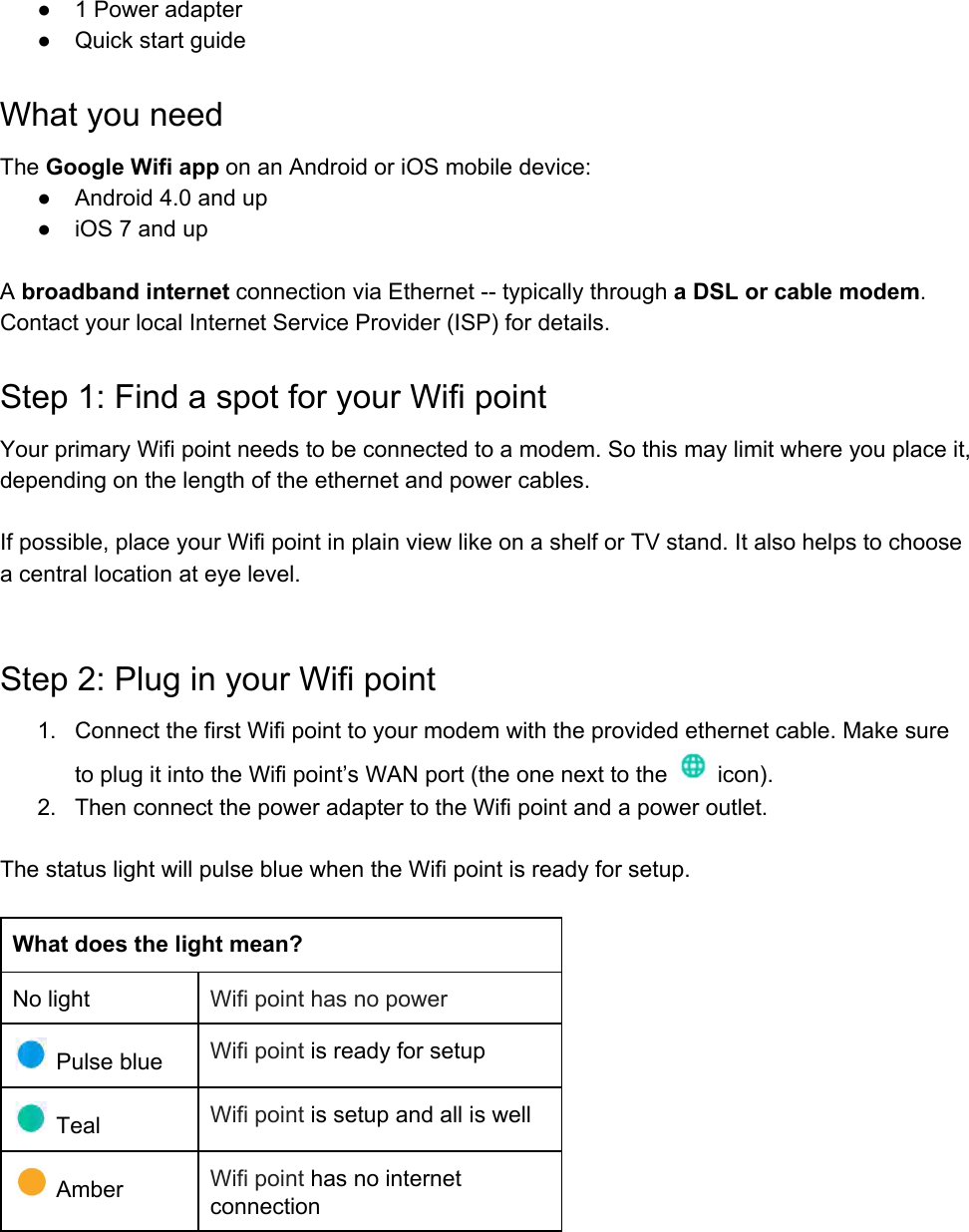 Google AC1304 Dual band WiFi Router User Manual