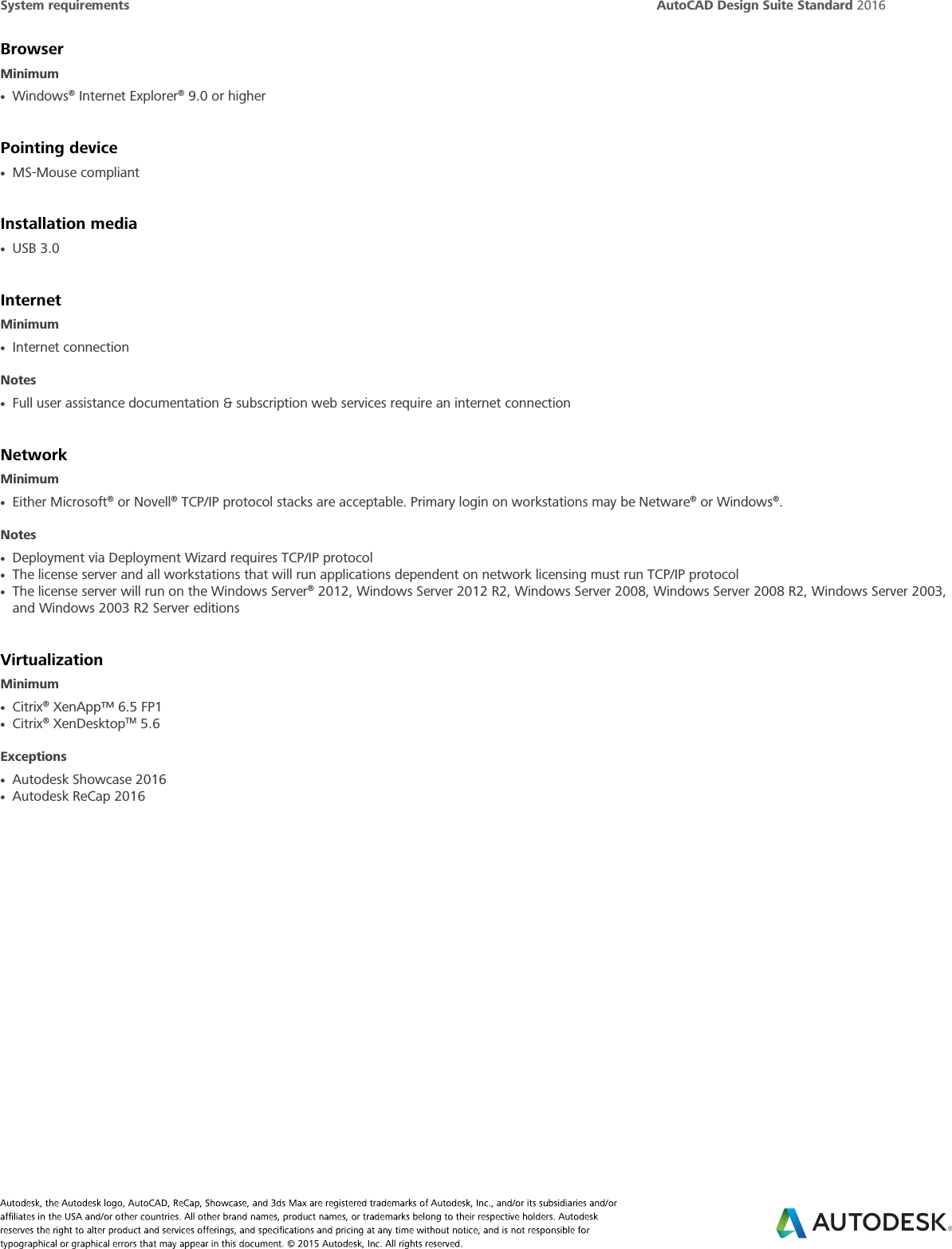 Autocad design suite standard 2016 system requirements enx Auto CAD