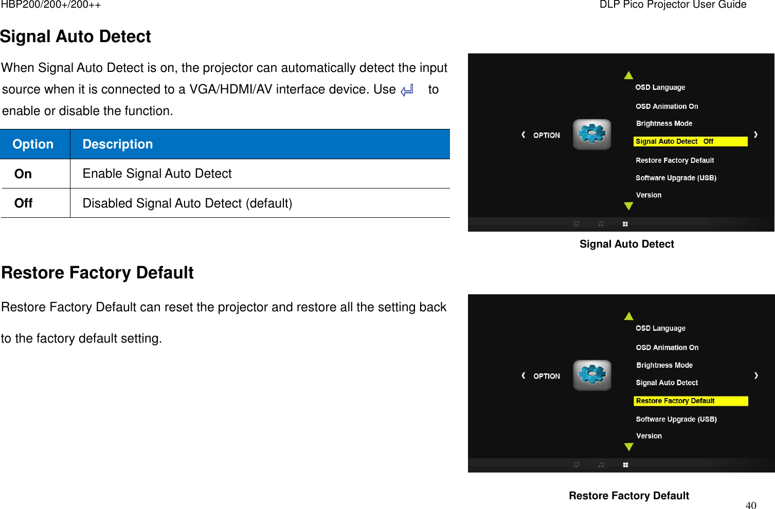 HB Optoelectronics HBP200 DLP Pico Projector User Manual Manual