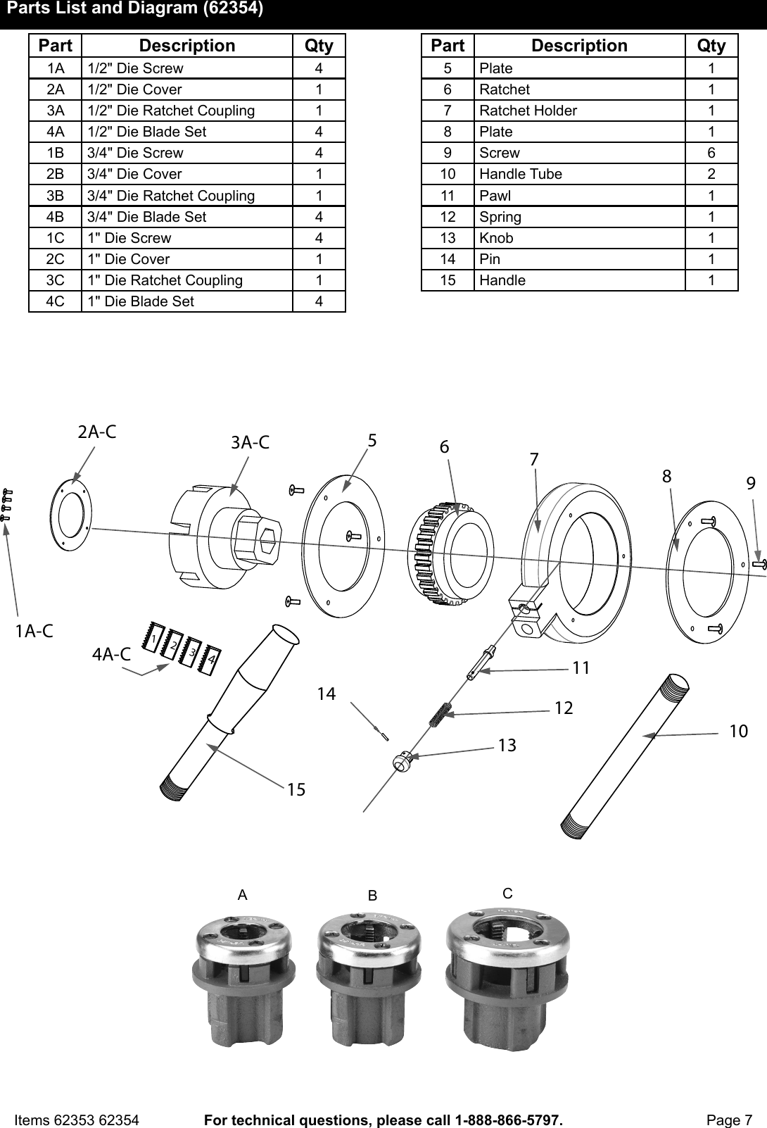 Harbor Freight 3 8 In 2 Ratcheting Pipe Threader Set Product Manual