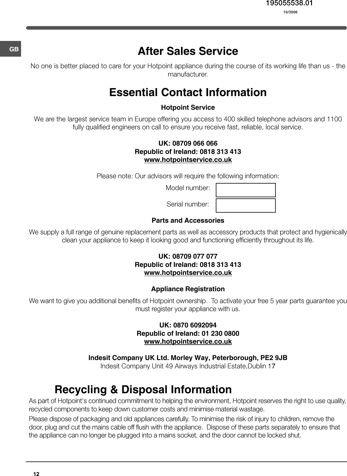 Hotpoint Ff175B Users Manual 44802gb