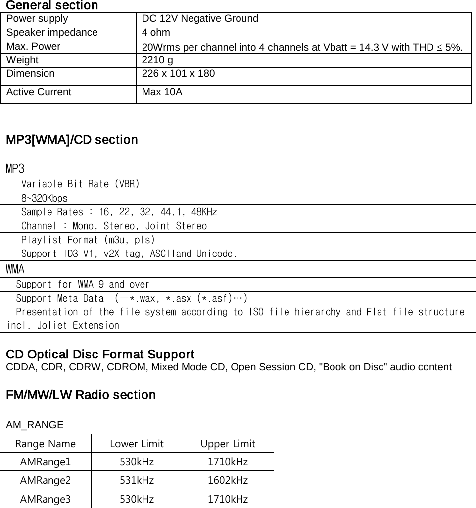 Humax DWGM1004 CAR AUDIO User Manual