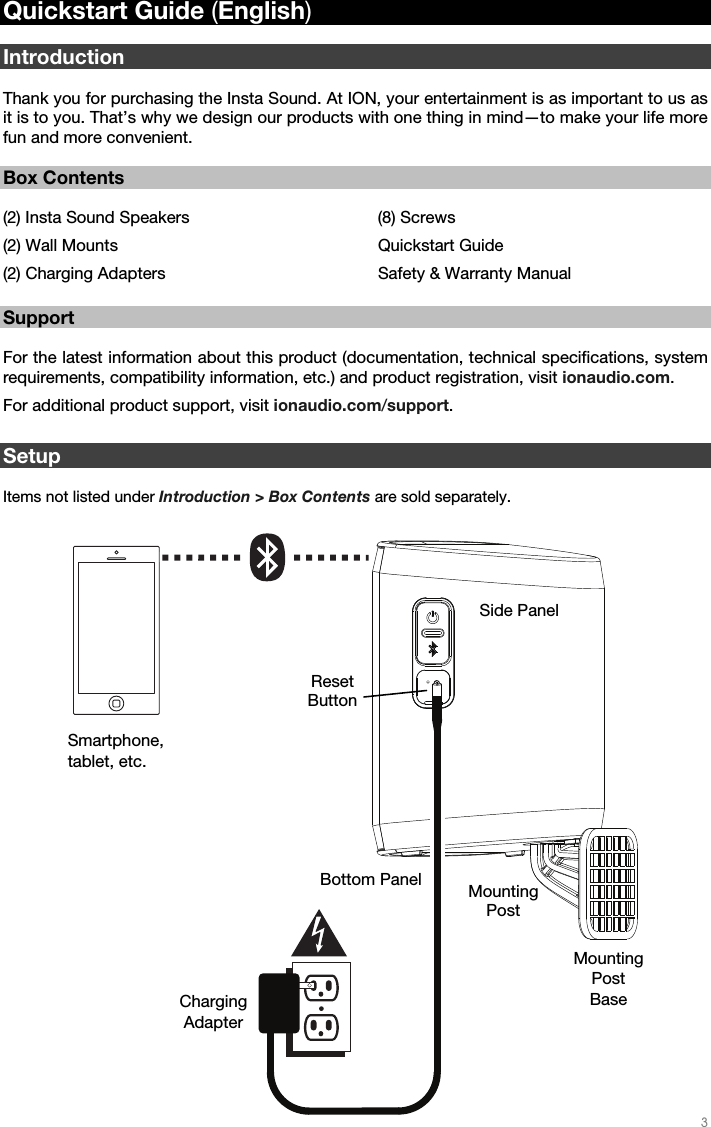 ION Audio ISP90 Wireless Outdoor/Indoor Stereo Speakers User Manual