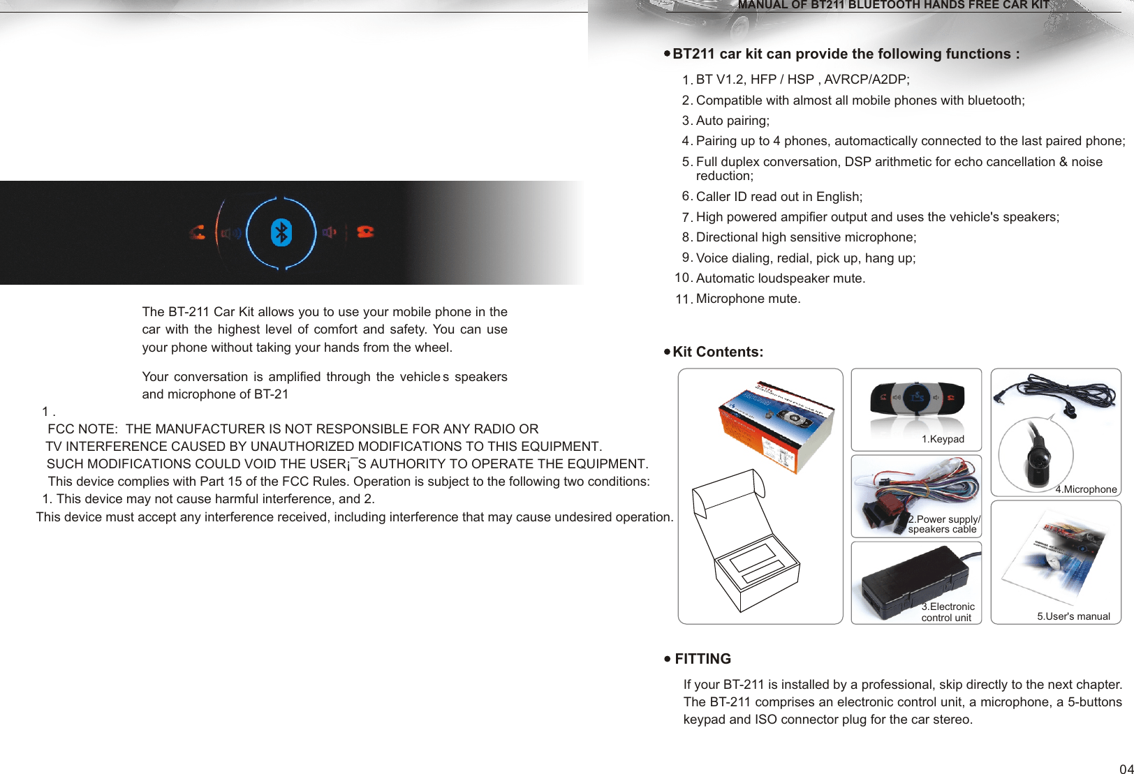 ISS Tech BT211 Bluetooth Hands Free Car Kit User Manual ok