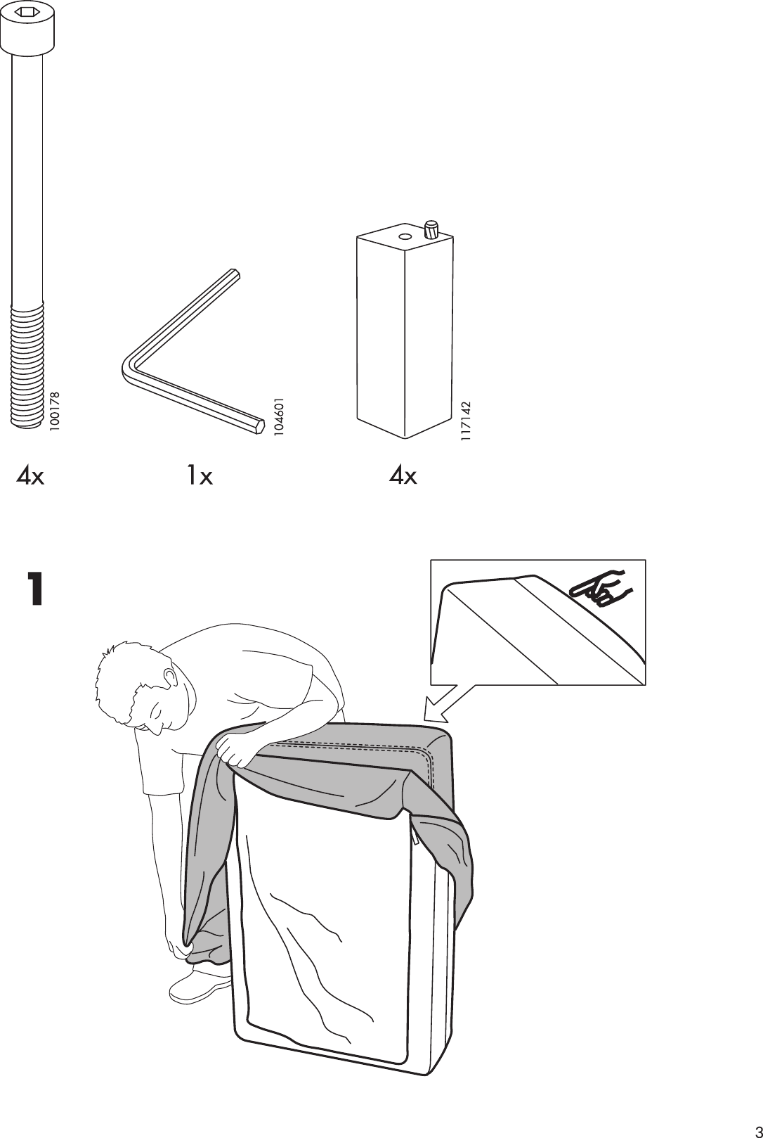 Ikea Karlstad Footstool Frame Cover Assembly Instruction