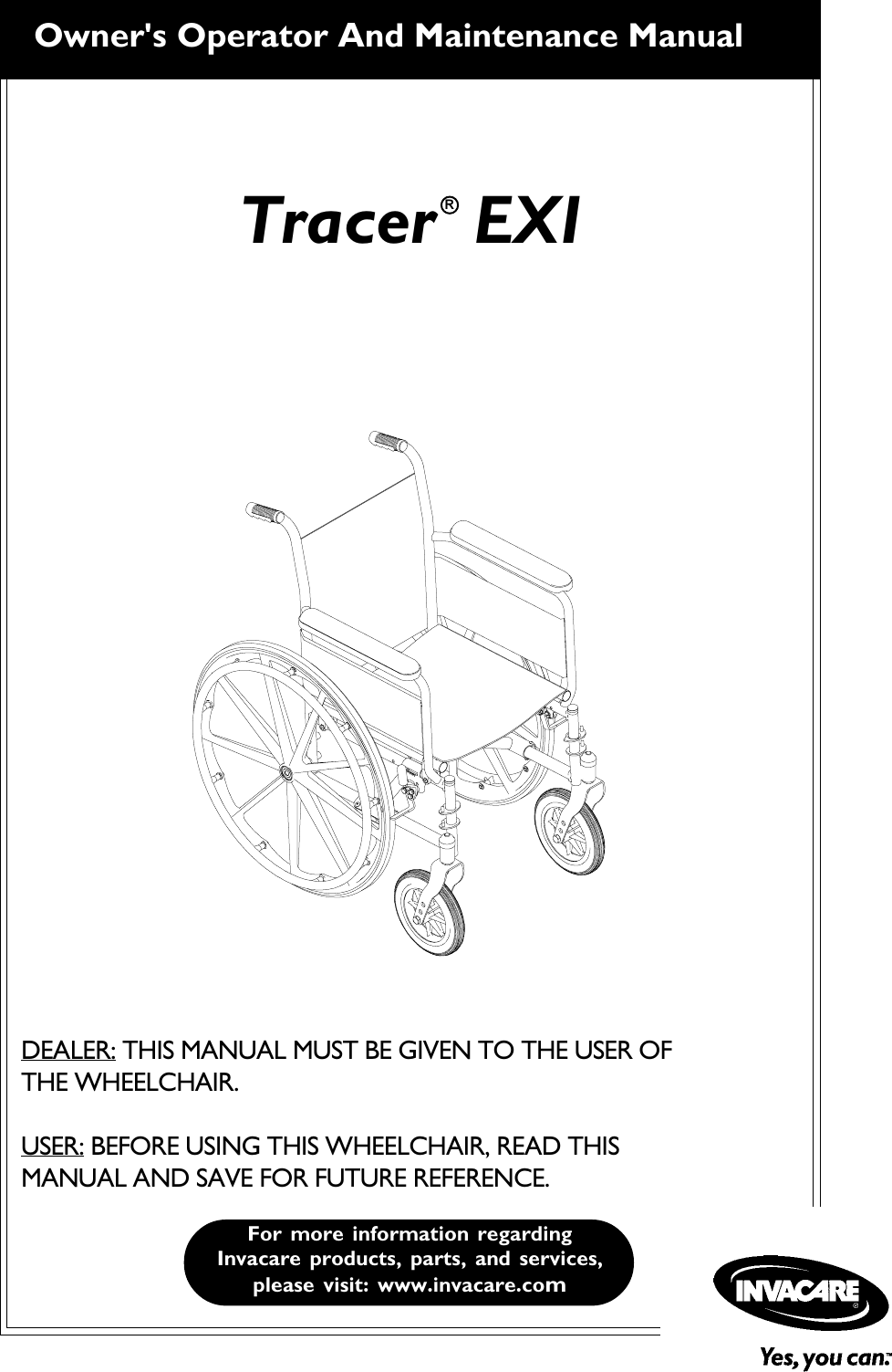 Invacare Tracer Exir Users Manual 1110547A_01_02