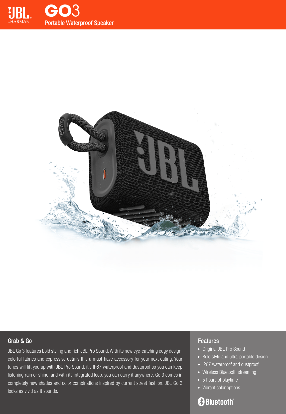 JBL Go3 Spec Sheet English