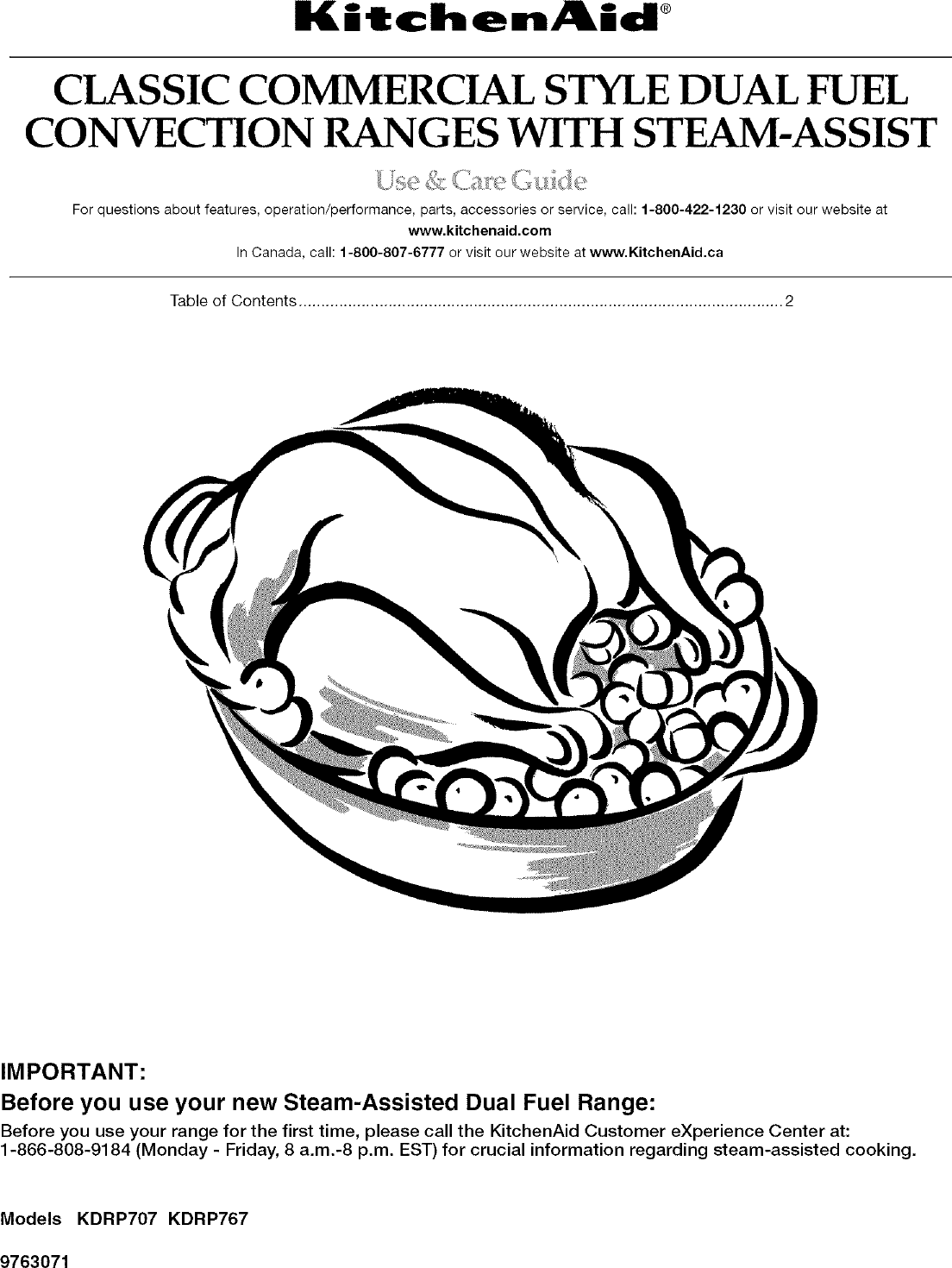 Kitchenaid KDRP707RSS01 User Manual DUAL FUEL FREESTANDING RANGE