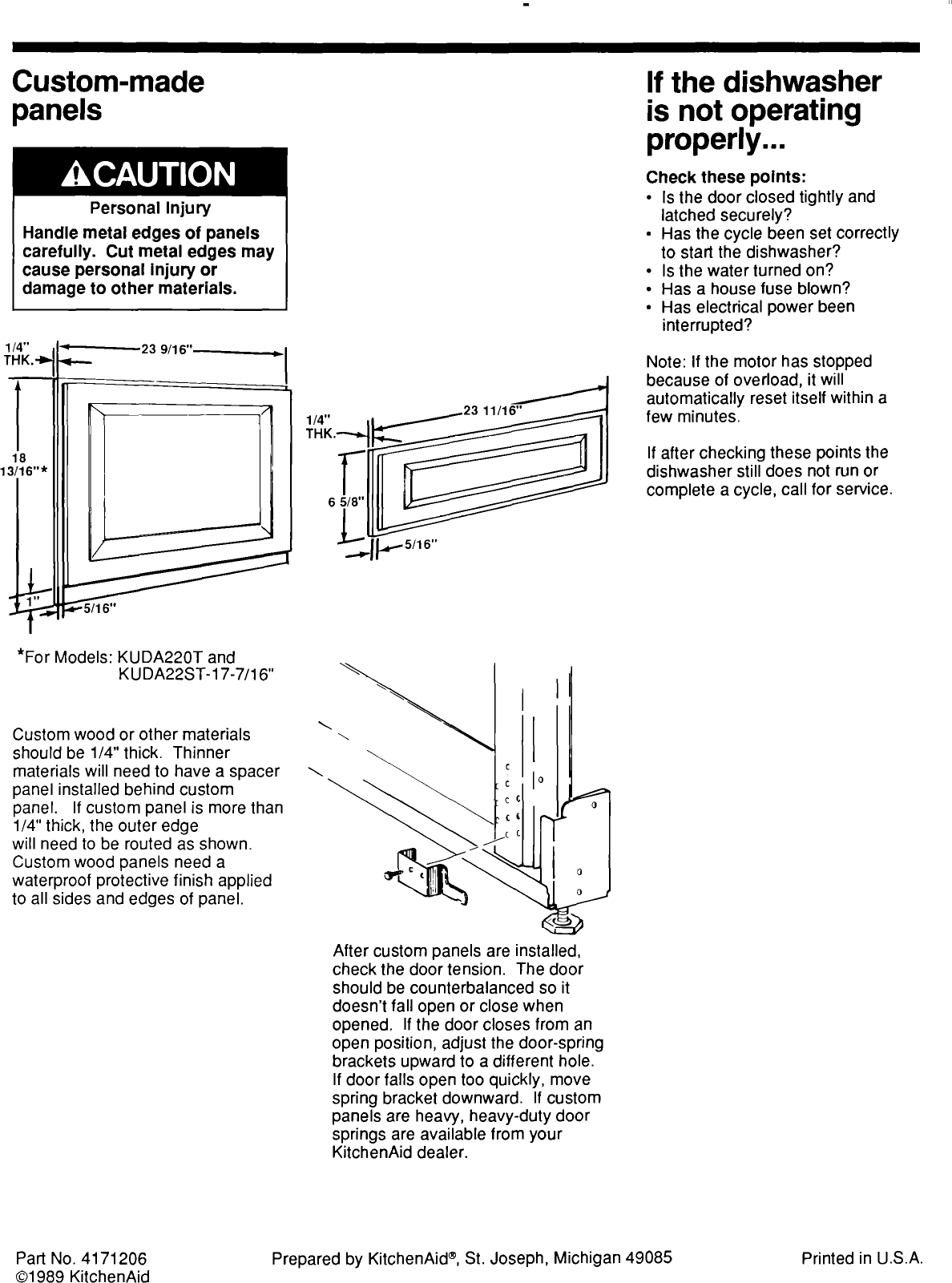 Kitchenaid KUDI220T5 User Manual DISHWASHER Manuals And Guides L0907467