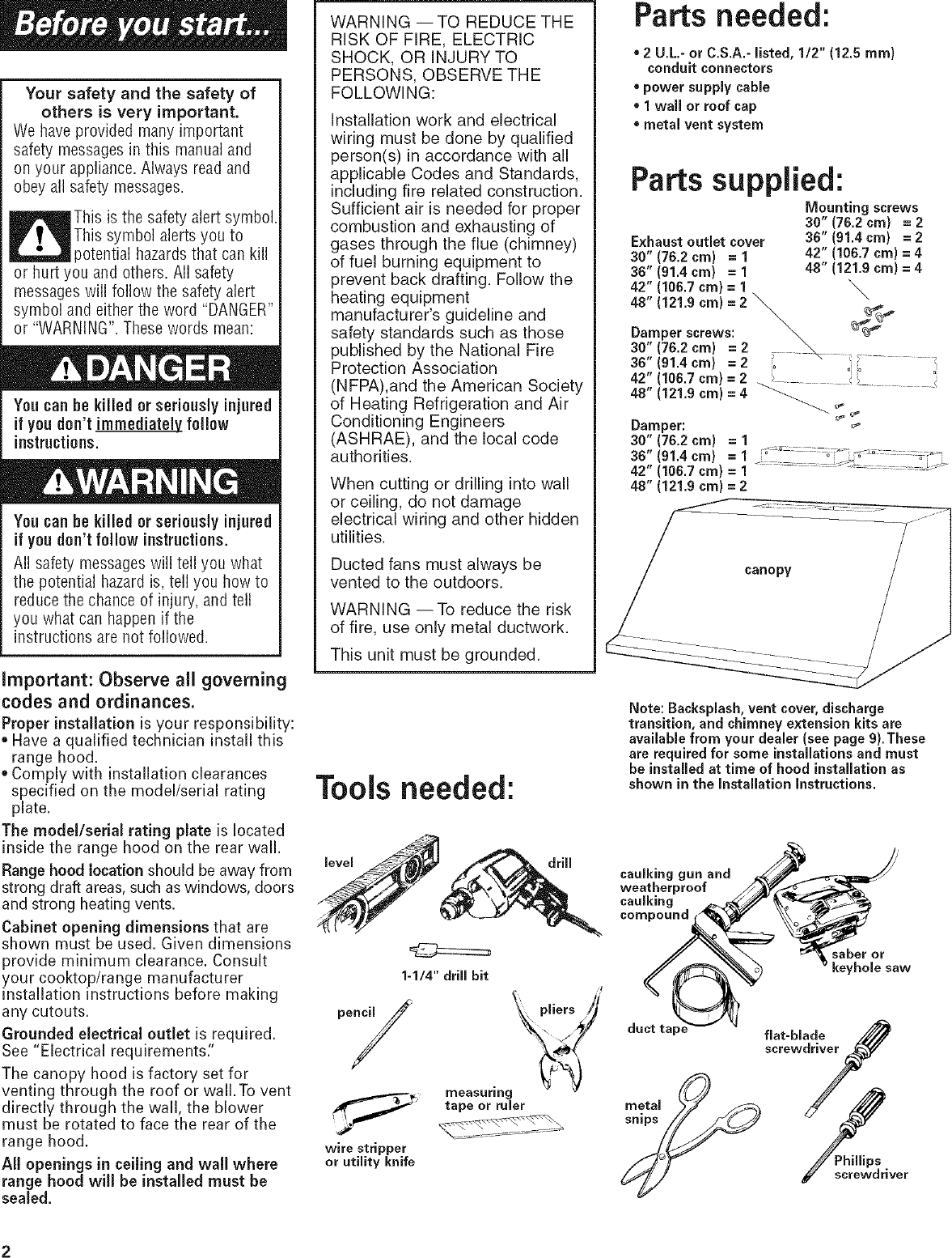 Kitchenaid KWCU300LSS1 User Manual RANGE HOOD Manuals And Guides L0605387