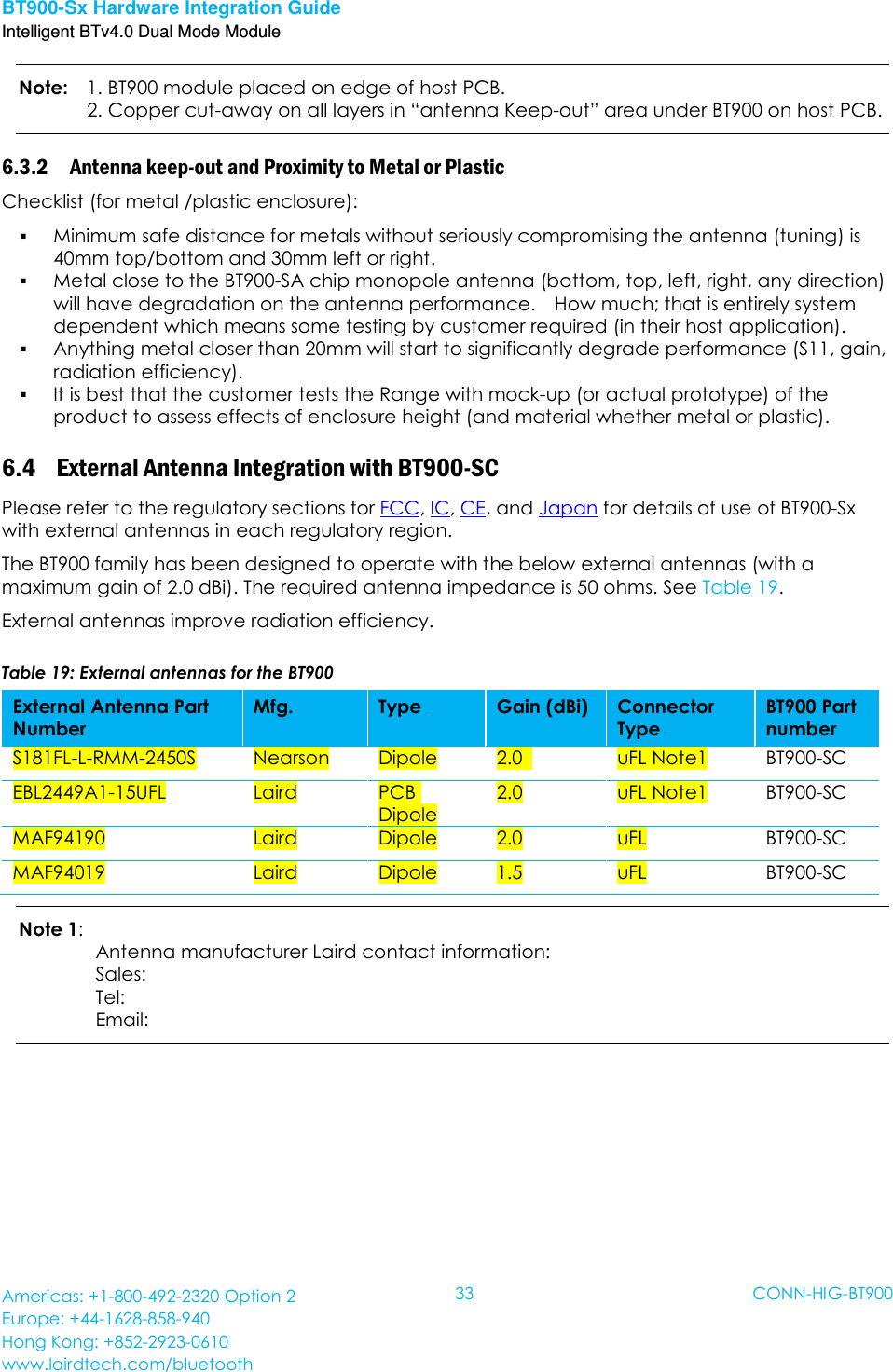 Laird Connectivity BT900 Bluetooth Dual Mode UART AT featuring