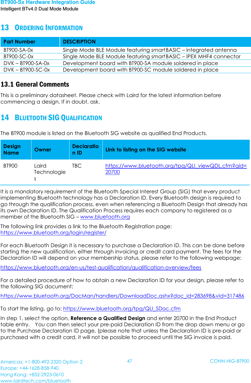 Laird Connectivity BT900 Bluetooth Dual Mode UART AT featuring