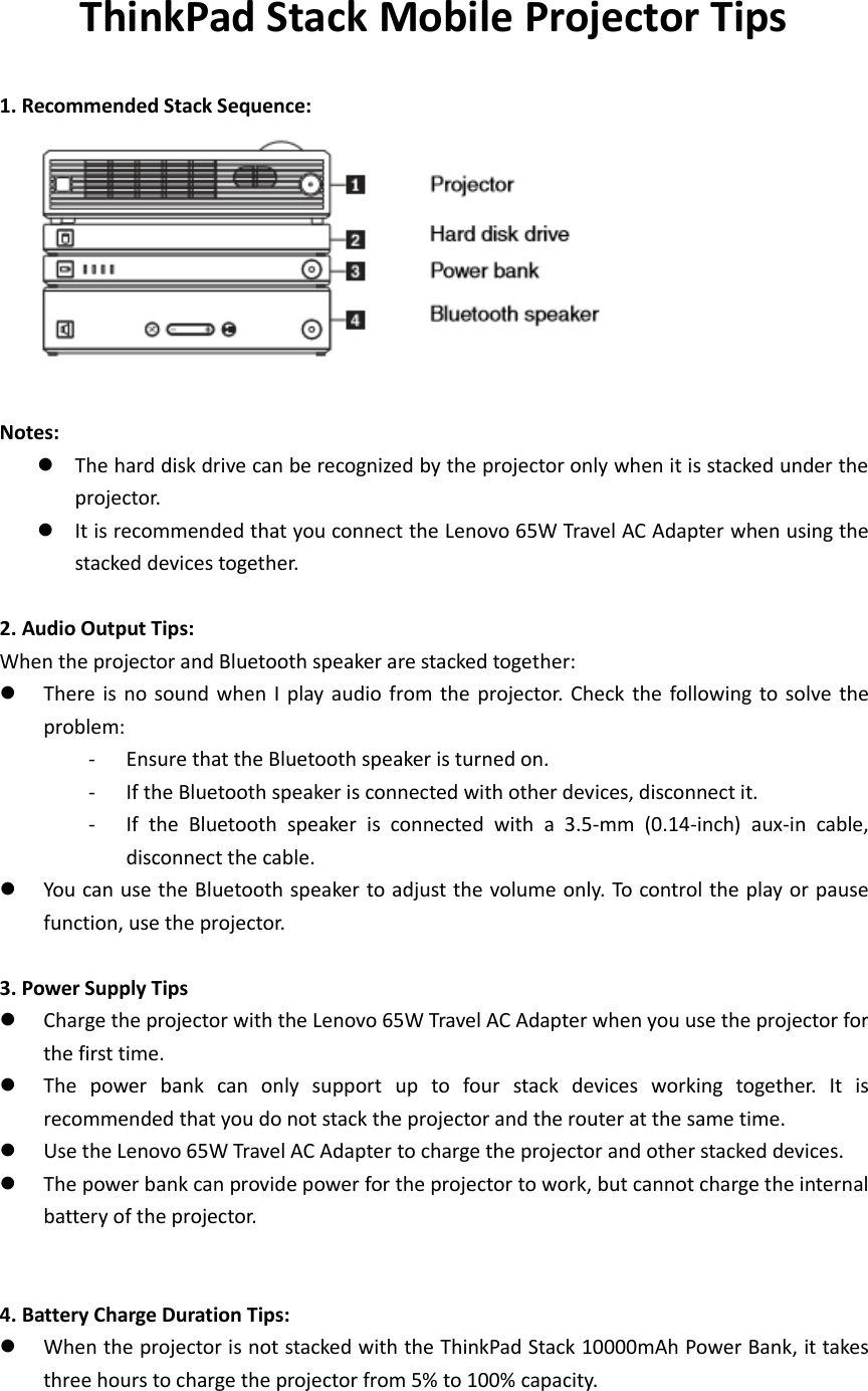 Lenovo Thinkpad Stack Mobile Projector Tips User Manual X1 Carbon 1st