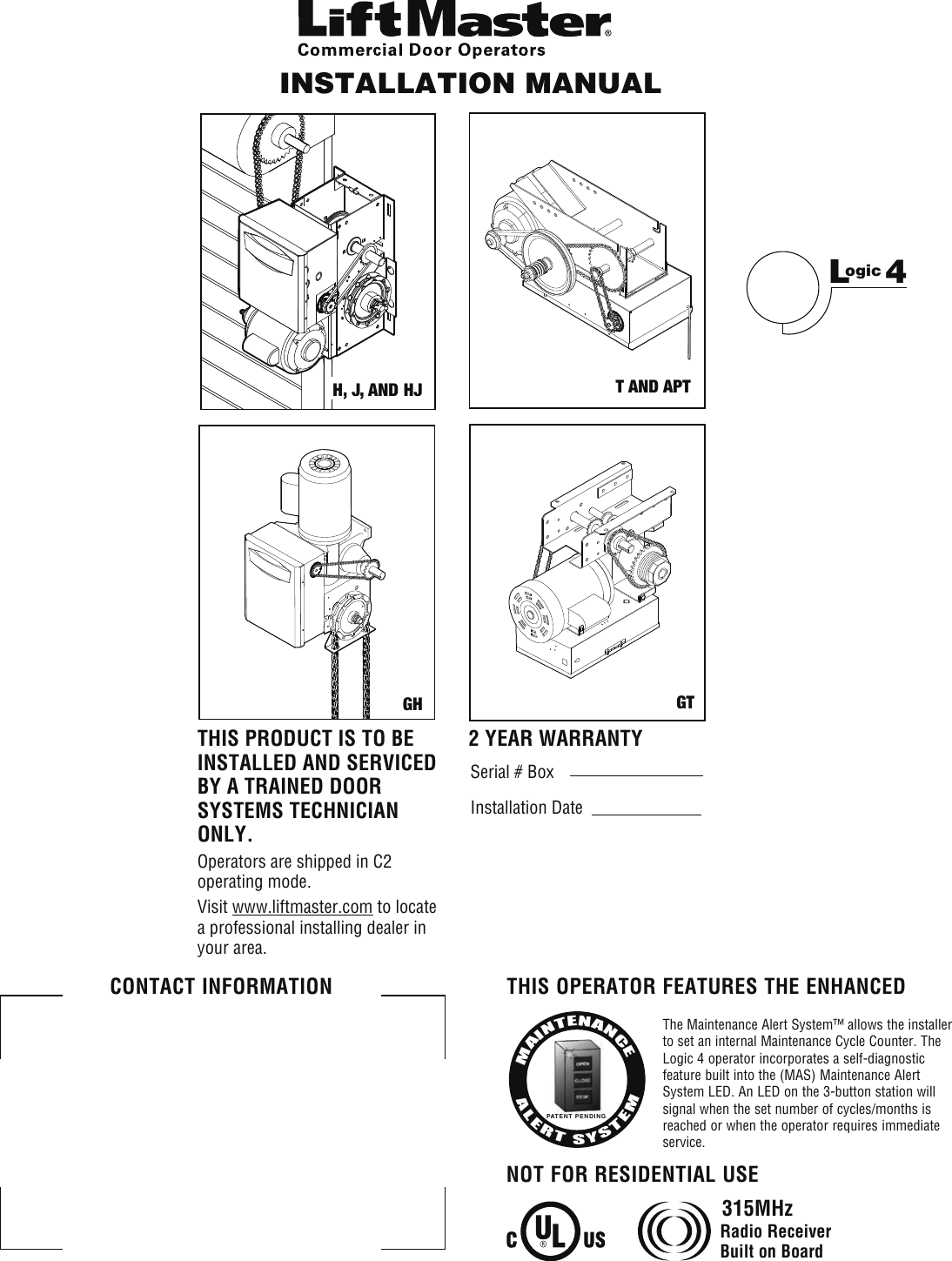 Liftmaster J Owners Manual 01 35241F