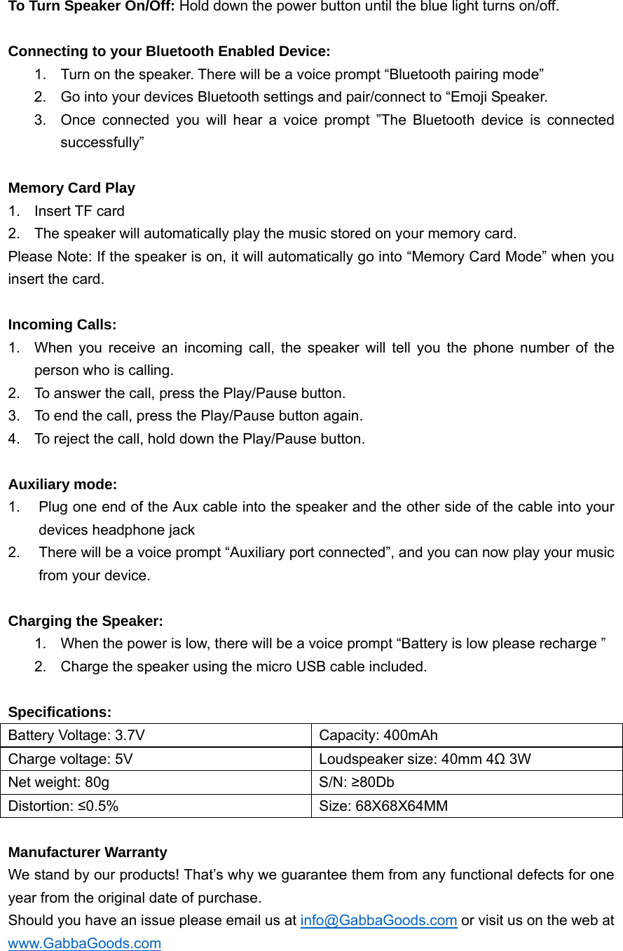M and S Accessory Network GGRBS Gabba Goods Wireless Emoji Speaker