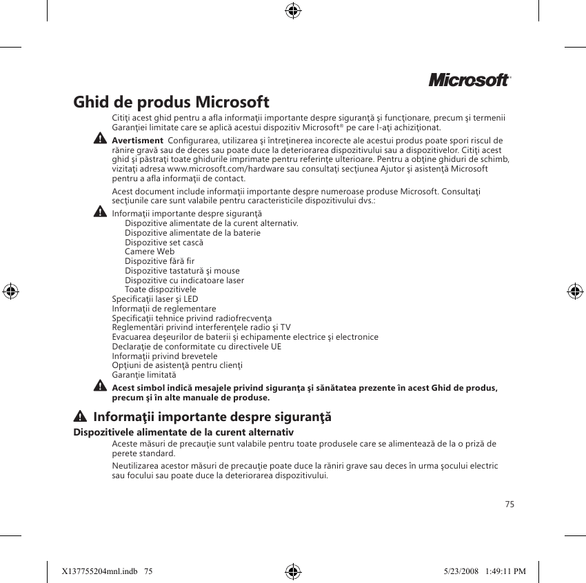 Microsoft 1349 Microsoft Arc Mouse User Manual Manual