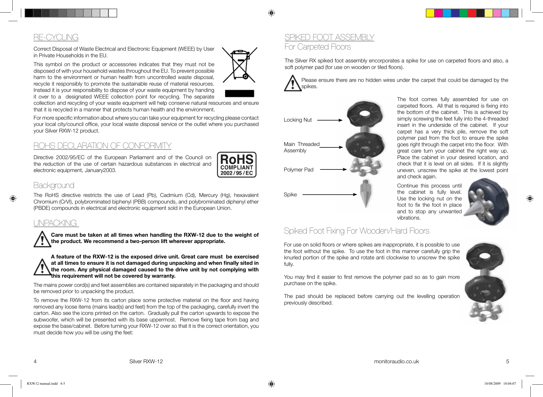 Monitor Audio Silver Rxw 12 Users Manual