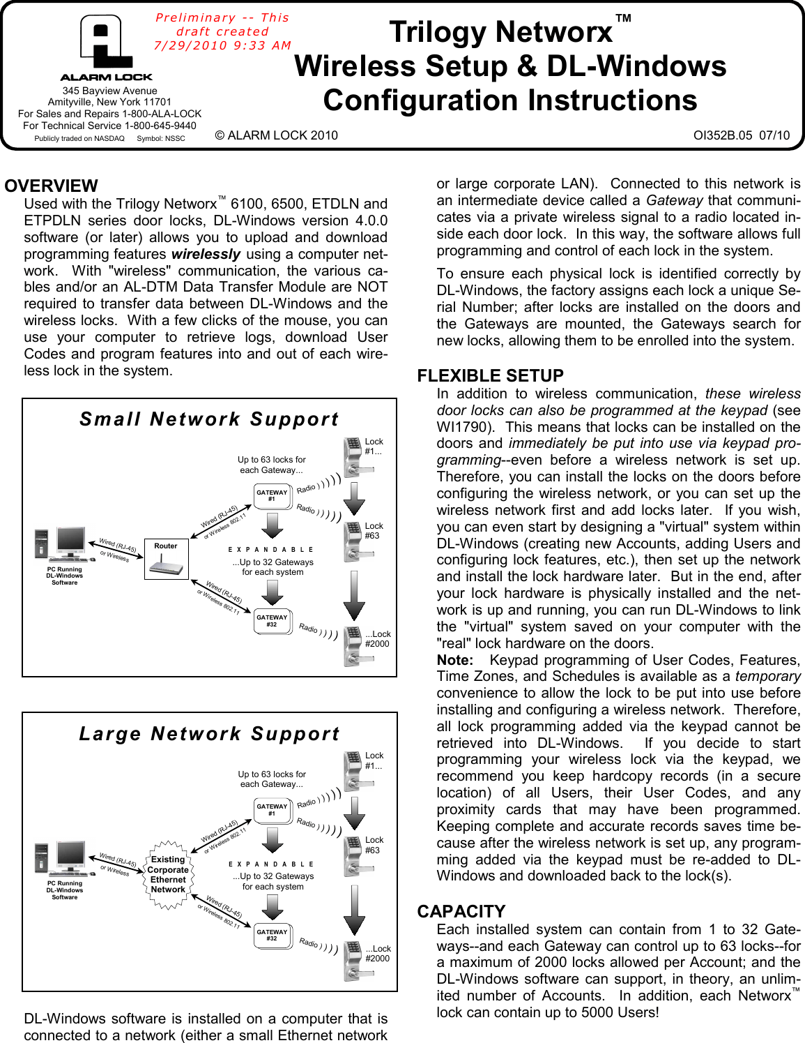 Napco Security Systems NETWORX GATEWAY IS A HARDWIRED GATEWAY