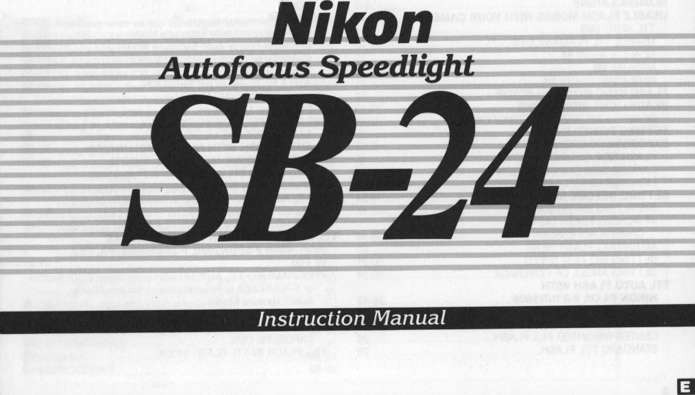Nikon Autofocus Speedlight Sb 24 Users Manual