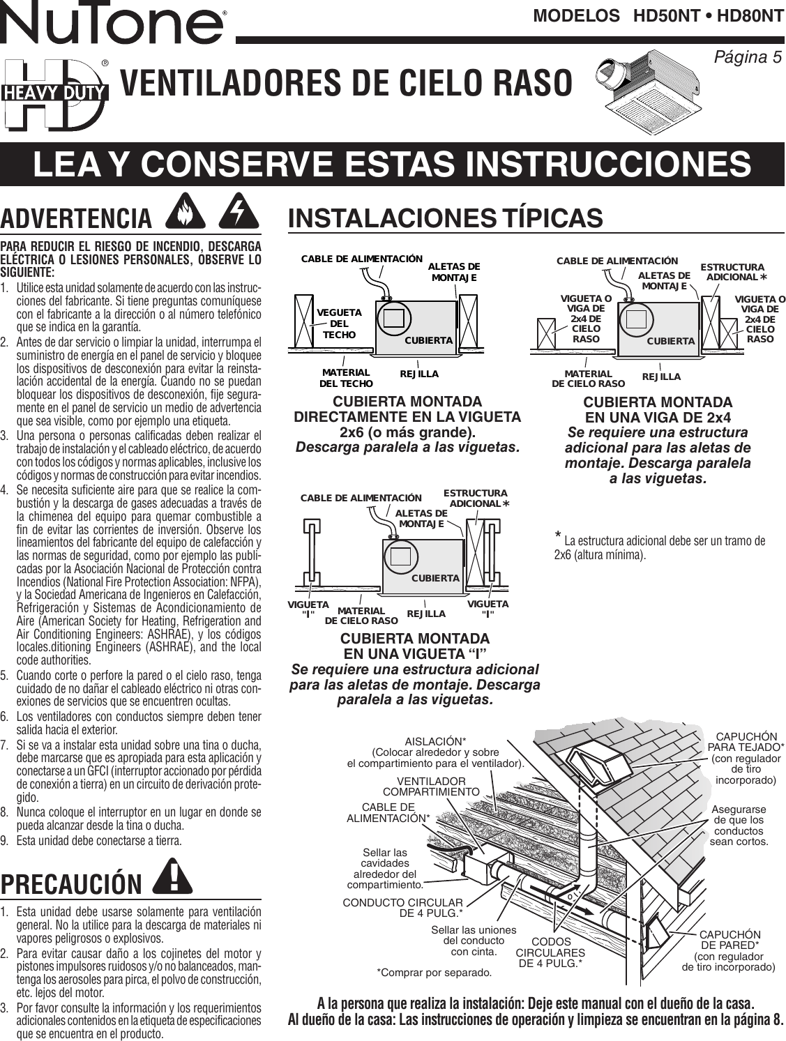 Nutone Hd80Nt Quick Start Guide