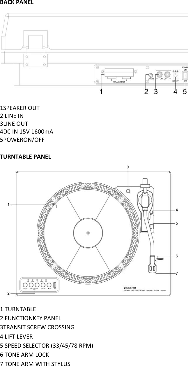 Ocean Star Electronics LP200 Turntable Sound System User Manual TY LP200 1