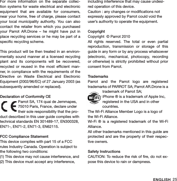 PARROT MYKONOS AR DRONE WITH WIFI MODULE User Manual