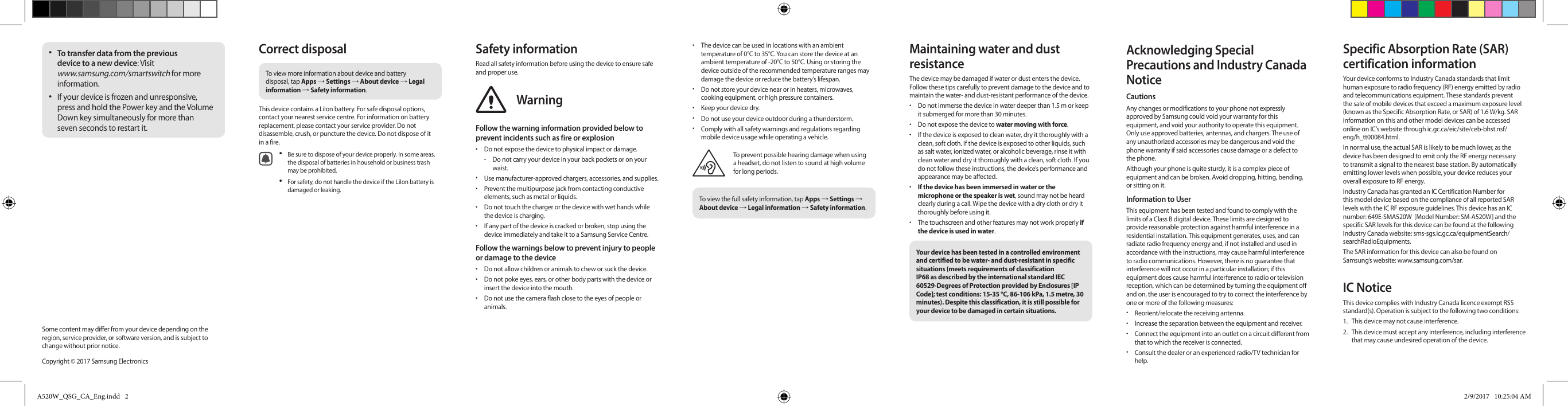 Quick Start Guide Samsung Galaxy A5 2017 SM A520W